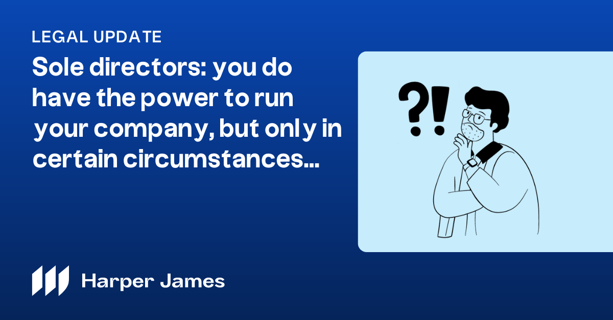 Sole directors do have the power to run companies Legal update